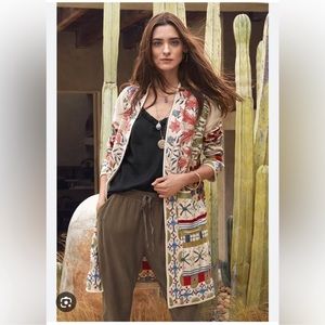 Johnny Was Floral Embroidered Oyshik Cardigan Duster